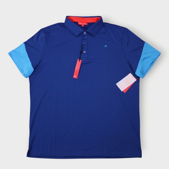 Redvanly Golf Polo Shirt Blue Color Block Mens XL Performance NWT - Picture 2 of 8